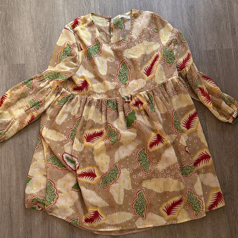 Glamorous Beige and Red Patterned Mini Dress
